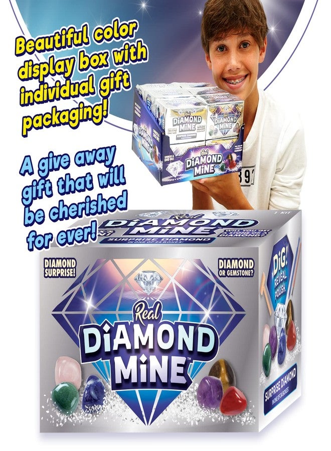 JA-RU Real Diamond Mine Gemstone Dig Kit (6 Packs) Mystery Rock, Minerals, and Gems for Kids | Break Your Own Geodes and a Chance to Get 1 Real Diamond | Party Favors for Kids Goodie Bags. 4630-6s - Image 4